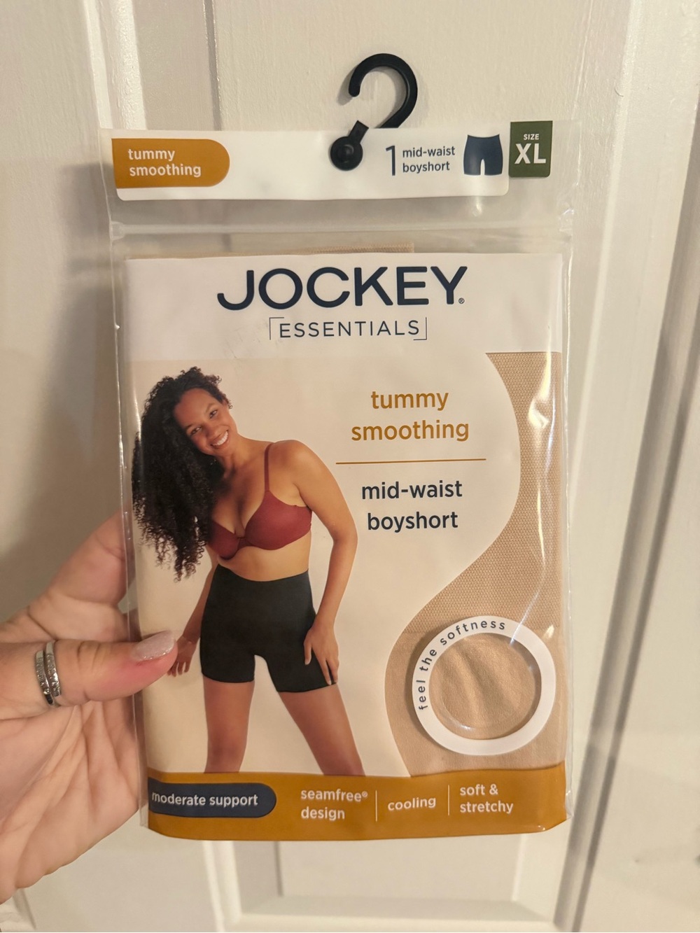 Jockey Essentials Tummy Smoothing Mid-Waist Boyshort - Black & Maroon